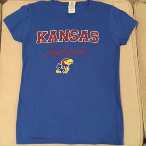 Kansas University Jayhawks T shirt with glitter